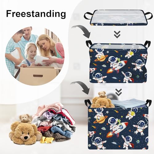 Space Rockets Laundry Hamper Cartoon Astronaut Large Storage Basket Planet Collapsible Parents Organizer Boys Clothes Toy Bins for Bedroom, Bathroom, Alien, 36L - color: Alien, size: 36L