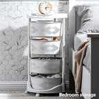Ringmaster 4 Tier Multi-Layer Rotating Storage Rack Storage Shelves Organizer,Floor Standing Kitchen Storage Cart with Wheels,Fruit Vegetable Storage Basket Shelf for Kitchen,Living Room,Bedroom