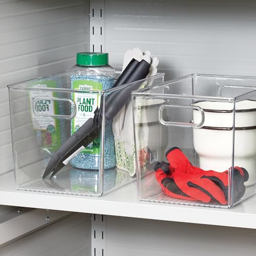 iDesign Storage Bins with Handles - Organizer Bins for Kitchen, Pantry, Bathroom, or Home Office - Set of 4 - Clear - style: Pack of 4