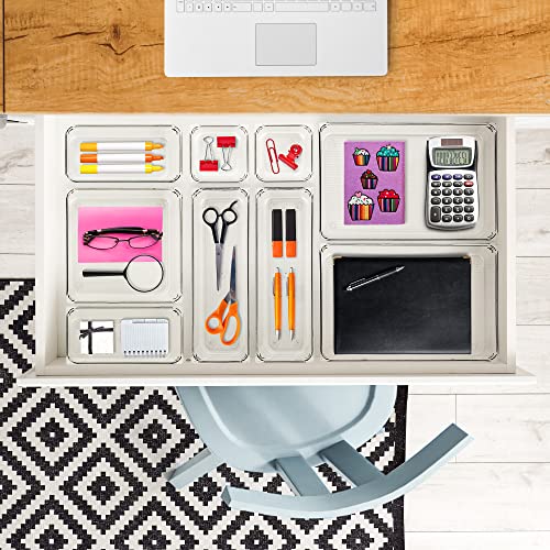 Ravinte 6 Pack Drawer Organizer - 6" X 6" Plastic Storage Bins, Acrylic Organizers with Non-Slip Pads Clear Desk Storage Tray for Makeup, Jewelries, Kitchen Utensils, Bathroom and Office - size: 6" x 6"