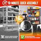 71"H-32"W-14"DGarage Shelving-5 Tier Garage Storage Shelves,Adjustable Heavy Duty Metal Shelving Unit and Storage Large Rack,Utility Steel Shelf For Warehouse Industrial Pantry Basement Organizers