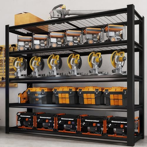 62" W x 24" D x 72" H Garage Shelving Heavy Duty Metal Shelving 3500LBS Storage Shelves Adjustable Metal Shelves for Storage Industrial Garage Shelves for Warehouse Basement (5T 72*62*24) - size: 5T 72*62*24