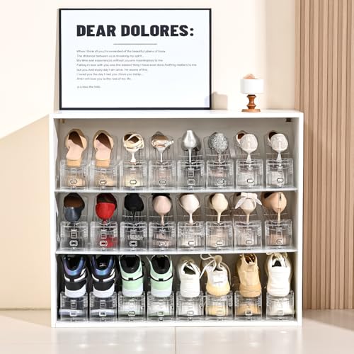 Shoe Slots Organizer,Adjustable Shoe Rack with Three Levels,shoe stackers for a pair of Shoes (Clear, 10 Pack) - size: 10 Pack