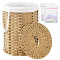 SETVSON Laundry Hamper with Lid Laundry Basket with Lid 19.0 Gal (72 L) Round Wicker Laundry Basket Handwoven Rattan Hamper Removable Bag 2 Mesh Bags Handles for Living Room Bathroom Natural - color: Natural, size: 72L