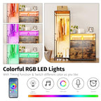 Heavy Duty Garment Rack with Fabric Drawers and LED Light, Freestanding Portable Closet Wardrobe Systems with Shelves for Bedroom, Entryway, Apartment - color: Chestnut
