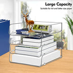 Stackable Paper Trays, 4 Tier Desk File Organizer, Document Letter Tray for Office Supplies, Magazine