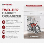 Rev-A-Shelf 2-Tier Kitchen Cabinet Pullout, Cabinet Organizer for Pots, Pans, and Lid Cookware, Adjustable Heavy Duty Wire, Min Opening Width of 11.5", Chrome, 5CW2-1222-CR - size: 12 in.