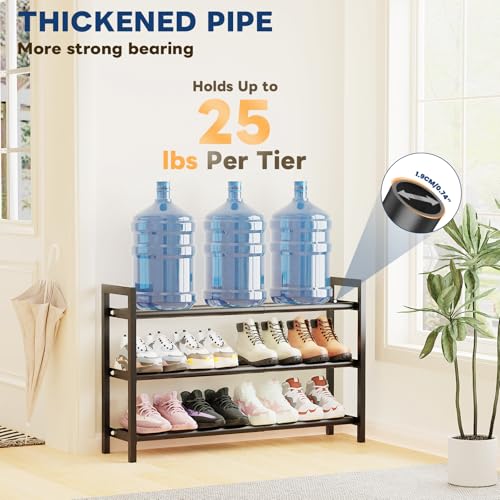 Mavivegue 18-33” Expandable Shoe Rack for Closet, 3-Tier Shoe Organizer, Adjustable Shoe Rack for Front Door Entrance, Entryway - color: Black, size: 3 Tier,19-33"