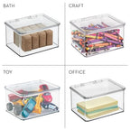 iDesign Recycled Plastic Pantry and Kitchen Storage, Freezer and Fridge Organizer Lidded Bin – 6.75” x 5.75” x 3.75”, Clear - style: Pack of 1