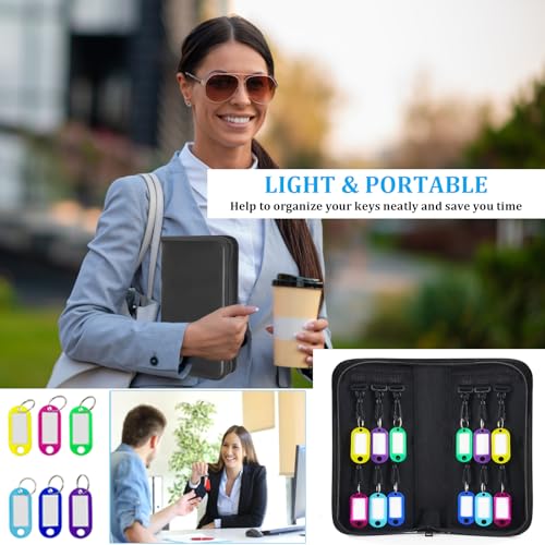 Portable Zippered Key Organizer, Waterproof Fireproof Key Case with 12 Key Hooks and Tags,Portable Key Storage for Rental Management Real Estate Sales Hotel Executives and Car Service (12 keys) - size: 12 keys