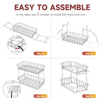 Sevenblue 2 Tier Large Fruit Basket for Kitchen Counter with 2 Mobile Banana Hangers, 2026 Pro Detachable Metal Fruit Bowl with Wooden Handle (Silver, 3 Tier) - color: Silver, size: 3 Tier