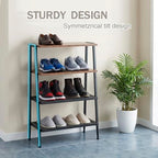 A-Shape Shoe Rack, 4-Tier Heavy-Duty Shoe Organizer with Wooden Top & Mesh Shelves, Space-Saving for Entryway, Bedroom, Hallway(25.28" H, Holds 8 Pairs, Rustic Brown) - size: 17.32" X 10.24" X 25.28"