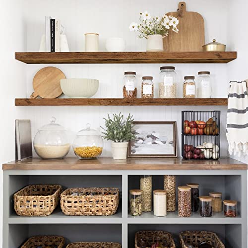 QEEIG Floating Shelves for Wall 47.2" Extra Long - Wall Shelf Bathroom Kitchen Living Room Bedroom Farmhouse Home Decor Display Bookshelf Large 47.2 x 9.3 inch Set of 2, Rustic Brown (008-120BN) - color: A. Brown, size: 47.2"