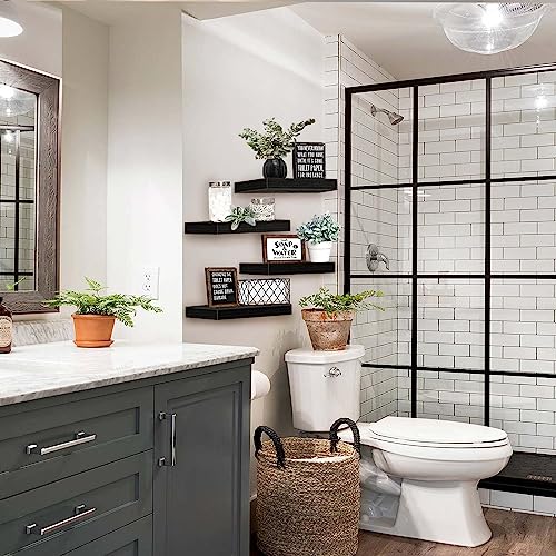 QEEIG Floating Shelves for Wall Bathroom Shelf Bedroom Kitchen Living Room Farmhouse Small Book Shelf 16 inch Set of 4, Black (015-B4) - color: C. Black, size: 4pcs