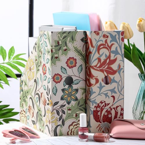 PerKoop 6 Pcs Decorative Magazine File Holders Floral Foldable File Folders Magazine Storage Boxes Rack Desk Organizer Documents with Printable Labels for School Office Home (Floral) - style: Floral