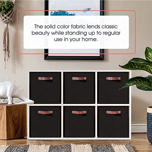 Ornavo Home 13 x 13 Storage Cube Bins, Foldable Collapsible Fabric Storage Bins Box Linen Shelf Basket Cube Organizer for Closet with Leather Handles, 6 Pack, Black - color: Black, size: Cube - 13 x 13 x 13