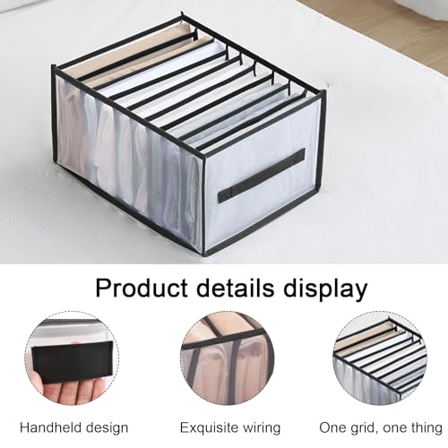 9 Compartment Clothing Organizer for Jeans and Shirts Storage Box with Handles Closet Drawer Solution for Home Use (Black) - color: Black, size: 5.4X3.1X3.8inch