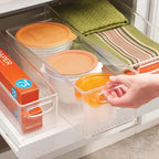 iDesign Plastic Stackable Pantry Bin with Handles for Cabinets or Fridge, Clear, Made in USA - style: Pack of 1