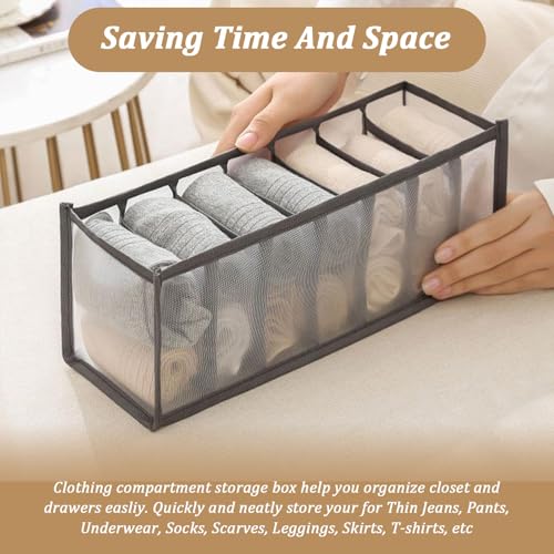 2 Pack Sock Underwear Organizer Dividers, 14 Cell Drawer Fabric Foldable Cabinet Closet Storage Boxes for Ties(Grizzly) - color: Grey, size: 14 Cell