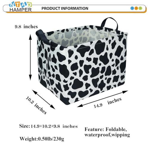 NTAOHAMPER Rectangular Cow Storage Basket, Waterproof Cowprint Box with Handles, Room Decor, Gift Basket for Cow Lovers, Collapsible Storage Bin - color: Cow Pattern