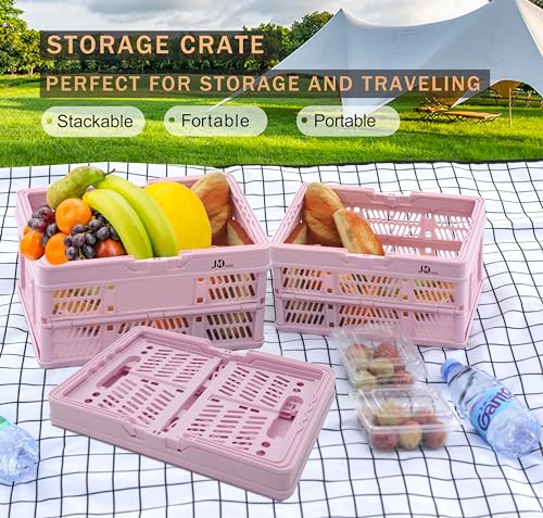 20 Liter Folding Storage Basket, Collapsible Plastic Folding Box, Storage Crates for Home, Office, Garage (Pink) - color: Pink