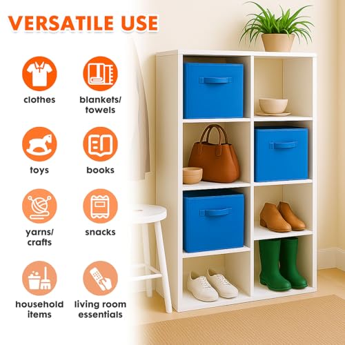 PowerKing Collapsible Storage Cubes with Handles, Fabric Foldable Bins for Closet Shelves, Durable Organization Storage Bins, 10.5'' x 11'' x 10.5'' (2Pack, Royal Blue) - color: Royal Blue, size: 2Pack