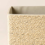 Storage Baskets Set 4 - Stackable Woven Basket Paper Rope Bin, Storage Boxes for Makeup Closet Bathroom Bedroom (Beige) - color: Beige