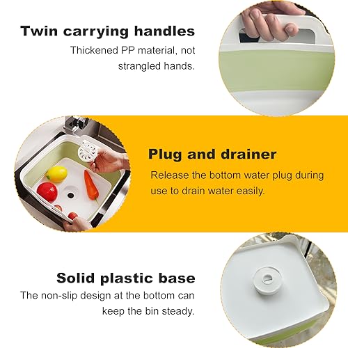 Collapsible Dish Tub 9L-Collapsible Basin Bucket Portable Sink-Outdoor Multiuse Foldable Sink Tub Wash Dish Basin for Kitchen Basin RV Camping (Green) - color: Green