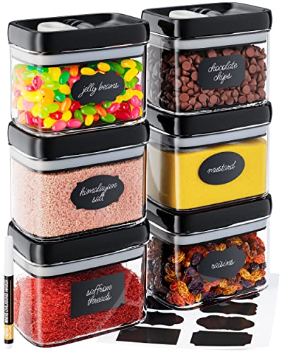 Chef's Path Airtight Food Storage Containers with Improved Lids, Set of 6, 1L Kitchen and Pantry Canisters for Coffee, Spices, and Dry Food, Includes Labels and Marker - Transparent, All Same Size - color: Pack of 6 - 1.0l