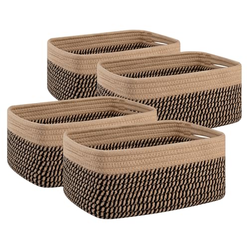 OIAHOMY 4 Pack Storage Baskets for Organizing, Small Bins for Shelves, Cute Decorative Storage Bins, Organizer Baskets for Gifts Empty, 11.8''Lx7.8''Wx4.7''H,Black/Yellow - color: Black/Yellow, size: 11.8"*7.8"*4.7"
