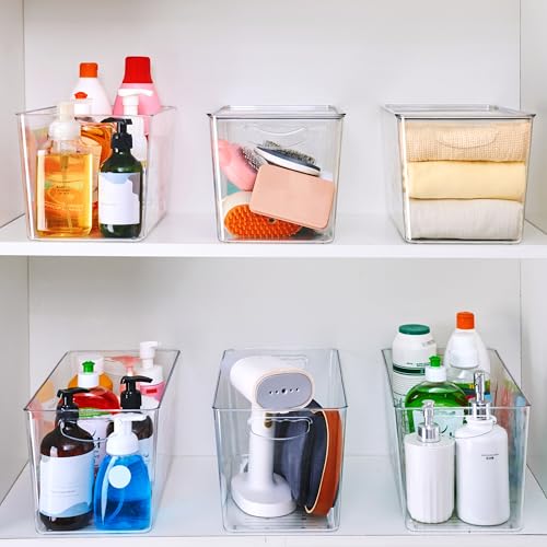 theaoo Clear Storage Bins with Lids Stackable - XLarge Plastic Containers for Pantry Organization and Storage - Perfect for kitchen,Fridge,Laundry Room,Bathroom,Garage,Closet,Cabinet Organizer -4 Pack - size: XL (Pack of 4)