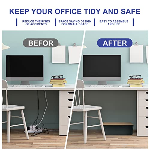 Cable Management Box - Wooden Style Cord Organizer Box to Hide Wires & Power Strips | Desk Computer Cable Organizer Box | Safe ABS Material | 12.6" (L) x 5.3" (W) 4.9" (H) | for Home & Office - Black - size: Medium