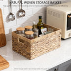 Storage Container, Natural Water Hyacinth Storage Bins Rectangular Basket,Arts and Crafts. - size: Medium