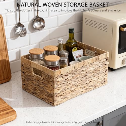 Storage Container, Natural Water Hyacinth Storage Bins Rectangular Basket,Arts and Crafts. - size: Medium
