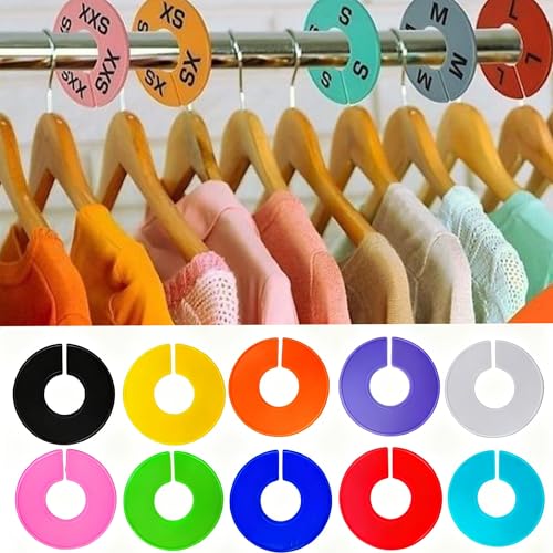 20 Pcs Closet Dividers, Clothes Size Dividers 10-Color Plastic Hanging Organizer Labels for Wardrobe, Clothing Rack, Store, Boutique Organization
