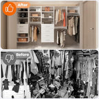 ROOMTEC Modular Closet System, 25.5" 2 Drawer Shelf Closet Tower Wall-Mounted Closet Organizer, Wooden Tower for Walk-In Closets, Wardrobe Storage Kit, White - size: 25.5" Wide, style: Model 11