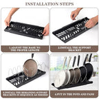 Expandable Pot and Pan Organizer Rack with 7 Stainless Steel Adjustable Shelves, for Neatly Storing Cookware, Pots, Pans, Lid (Style 2) - color: black