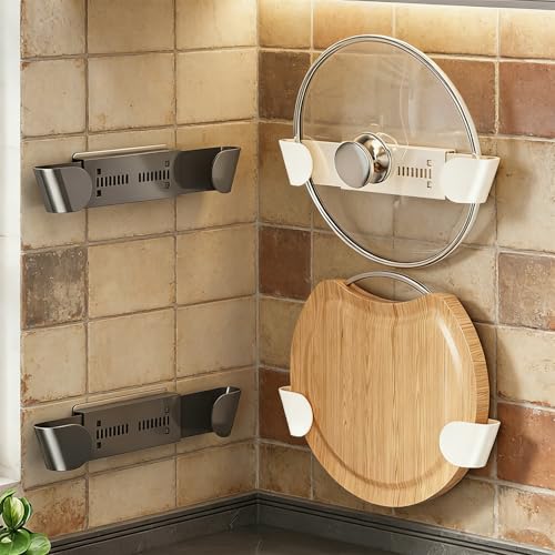 Universal Pot Lid Holder Organizer for Cabinet - 2 Pack Pan Lid Organizers, Inside Door Wall Mount Pots Top Rack White - color: White