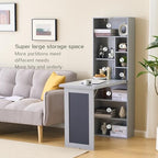 Folding Desk with Storage,Foldable Convertible Writing table with Blackboard and Shelves,Wall Mount Fold Out Table Cabinet , Space-Saving Murphy Desk for Multi-Function Home Office Workstation (Grey) - color: Grey