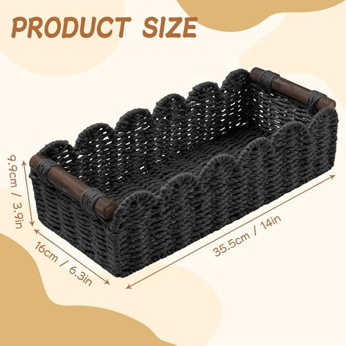 Toilet Paper Storage Basket Bathroom Counter Organizer Wicker Baskets for Organizing Cute Basket for Bedroom Nursery Room Kitchen Bathroom Decor -Black - color: Black