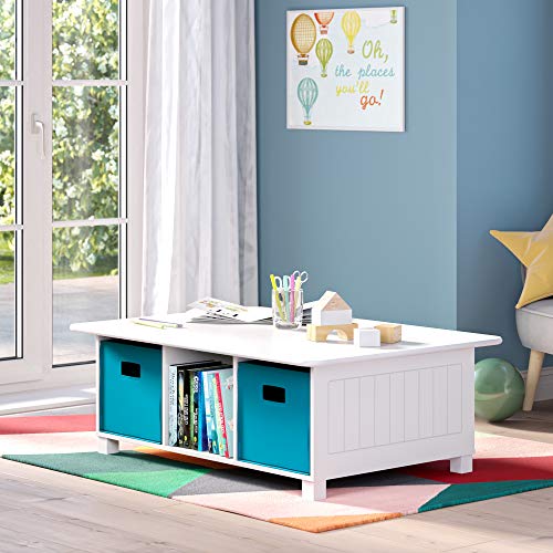 RiverRidge Folding Storage Bins with Handles Turquoise Cube Storage Organizer for Closet, Bedroom & Playroom - Closet Organizers and Storage Set of 2 - color: 2 Turquoise Bins