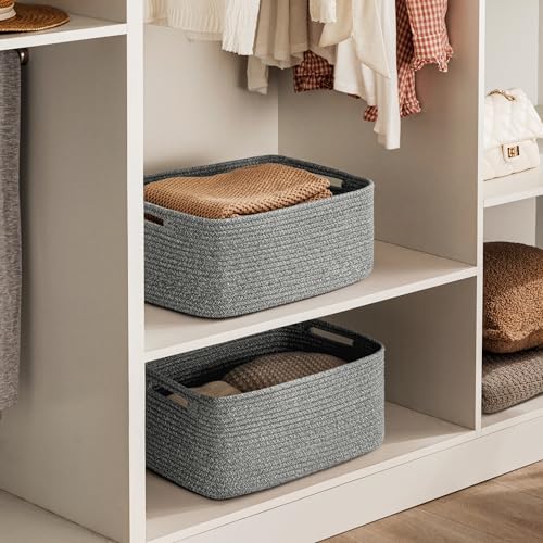 UBBCARE 2 Pack Storage Baskets for Shelves, Large Woven Storage Baskets, Dog Toy Bins, Baskets for Organizing Clothes, Towels, Books, Blanket, 17"L x 13"W x 7.5"H, Grey - color: Grey, size: 2 Pack-17"(L)×13"(W)x7.5"(H)