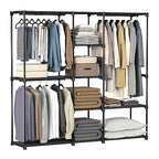 SONGMICS Portable Closet, Freestanding Closet Organizer, Clothes Rack with Shelves, Hanging Rods, Storage Organizer, for Cloakroom, Bedroom, 71.7 x 16.9 x 71.7 Inches, Black URYG037B02 - size: 71.7"L x 16.9"W x 71.7"H
