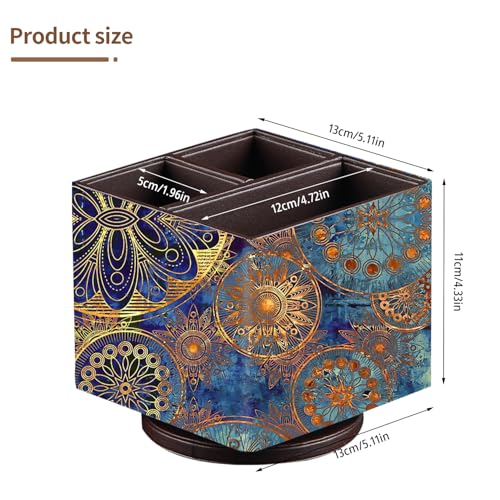 Remote Control Holder PU Leather TV Remote Caddy for Table, 360 Swivel Pen Holder for Desk Organizers and Accessories, Nightstand Organizer for Bedroom/ Office, Home Decorations for Living Room - color: Gears