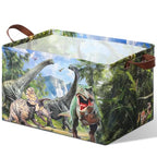 Capoda Dinosaur Toy Box Chest with Leather Handle - Collapsible Sturdy Dinosaur Toy Chest Basket, Rectangular Dino Storage Organizer Box Bin for Playroom, Bedroom, Nursery, Living Room (Forest,1 Pack)