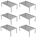 iPEGTOP Set of 6 Large (15.7 x 9.4 Inch) Kitchen Cupboard Organiser, Freezer Cabinet Storage Metal Shelf Wire Rack, Rustproof Steel Shelves for Fridge Pantries Countertops Utensils, Black - color: Black