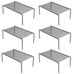iPEGTOP Set of 6 Large (15.7 x 9.4 Inch) Kitchen Cupboard Organiser, Freezer Cabinet Storage Metal Shelf Wire Rack, Rustproof Steel Shelves for Fridge Pantries Countertops Utensils, Black - color: Black