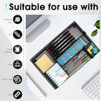 Desk Drawer Organizer Tray, 4 to 6 Grid Drawer Divider with 2 Adjustable Compartments, Metal Mesh Desk Organizer for Stationery Makeup Kitchen Toolroom School &Office, 12.6x8.26x1.57 in,1 PC