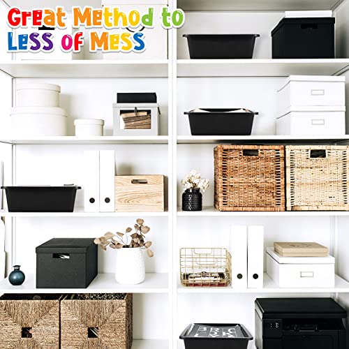 Qunclay 10 Pcs Flat Storage Tray Organizer Bin Letter Size Paper Trays for Classroom Art Activity Plastic Stackable File Paper Organizer for School Office Teacher Book Organization, Black