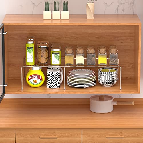 iPEGTOP Expandable Kitchen Cupboard Organiser, 2-Piece Adjustable Freezer Cabinet Storage Wire Shelf Rack Rustproof Metal Shelves Space Saver for Countertop Pantry Drawer Utensils - color: Chrome